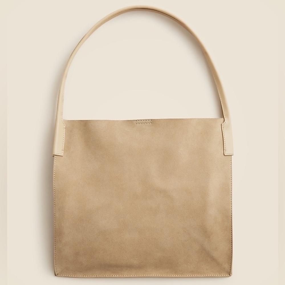 J.Crew Unstructured Large Berkeley Luxe Tote Carryall Bag in Light Khaki Suede 👜 - Picture 5 of 9